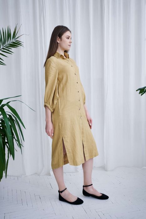 Trento linen dress mustard 42