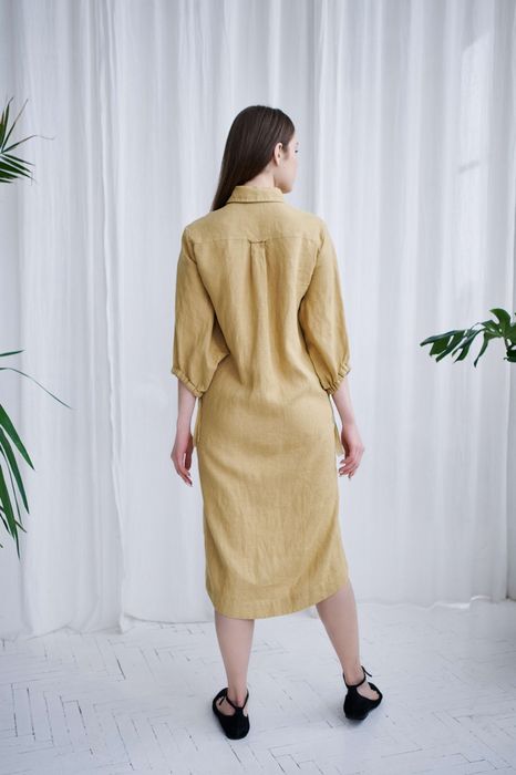 Trento linen dress mustard 42