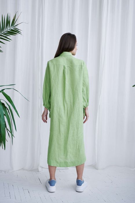 Trento linen dress light green 44