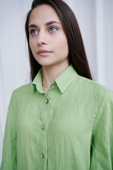 Trento linen dress light green 44
