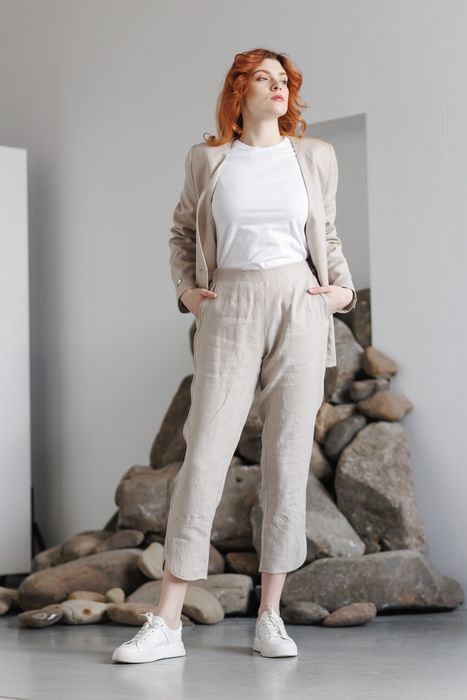 Штани лляні жіночі Ламегу бежевий 42 арт. lamego_330_42 | Штани VIL'NI Штани лляні жіночі Ламегу бежевий 42