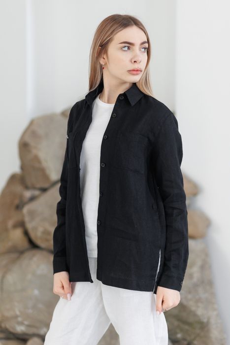 Evora linen shirt black 42