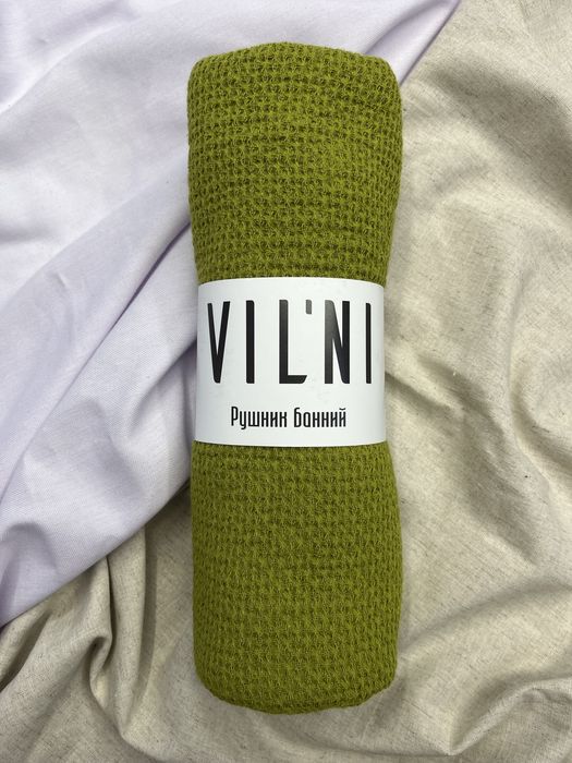 Linen bath towel Souffle green 150x80