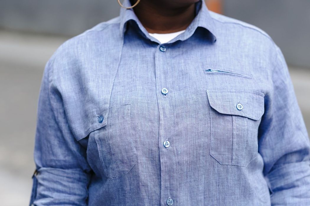 Bristol linen shirt blue melange 42