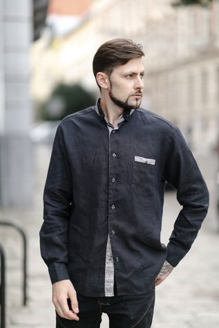 Sheffield linen shirt black 46