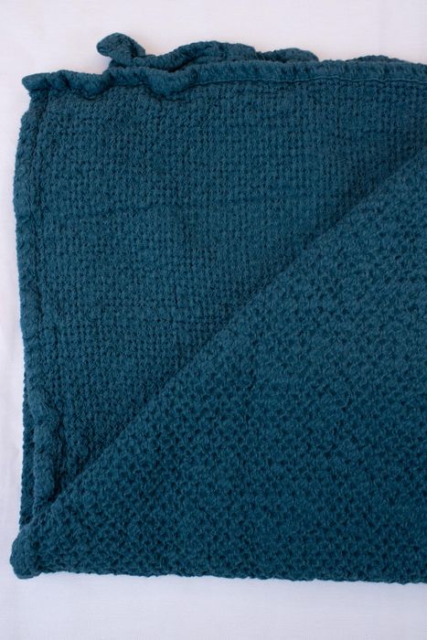 Linen bath towel Souffle emerald 150x80