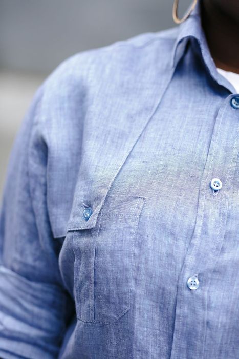 Bristol linen shirt blue melange 42