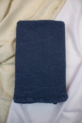Linen bath towel Souffle dark azure 150x80
