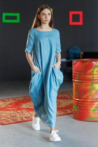 Houston linen dress blue 42