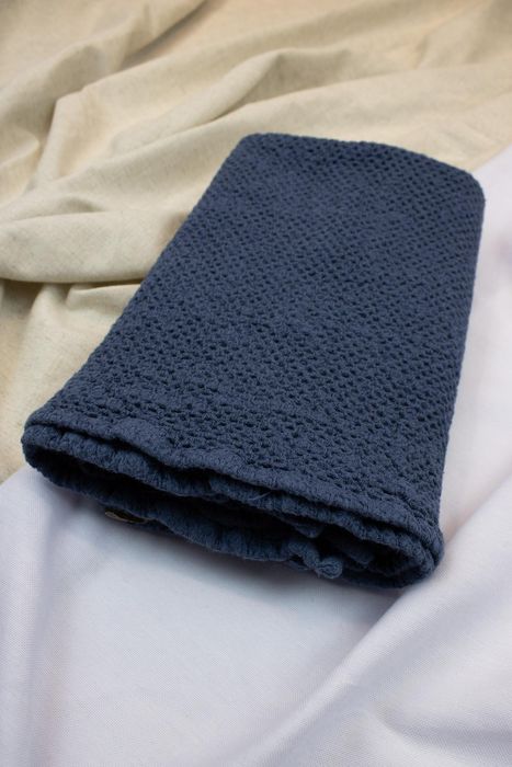 Linen bath towel Souffle dark azure 150x80