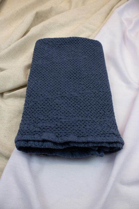 Linen bath towel Souffle dark azure 150x80