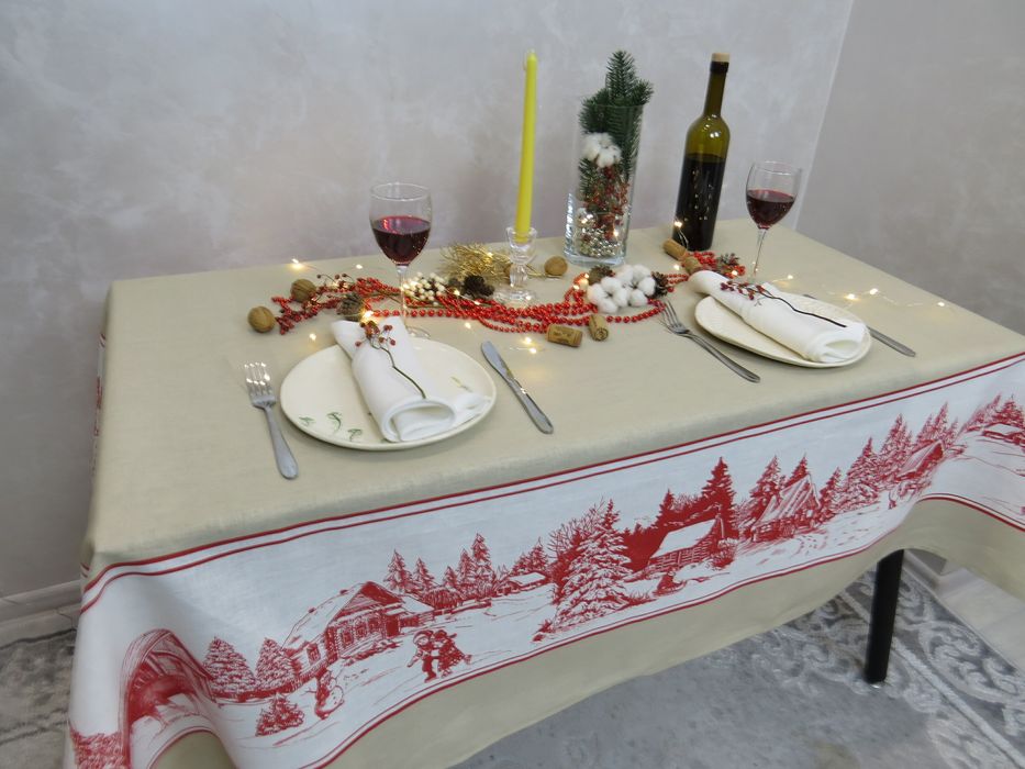 Linen tablecloth Christmas 250x143