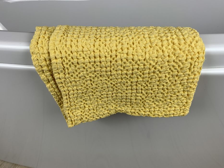 Рушник лляний вафельний жовтий 120x75