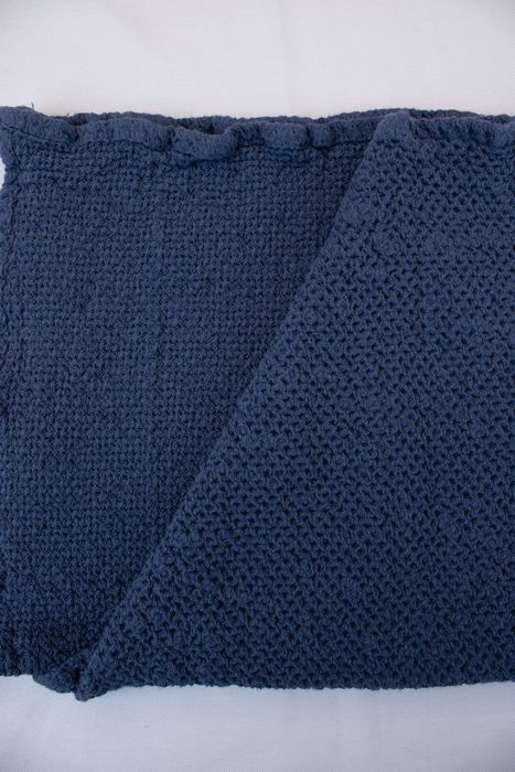 Linen bath towel Souffle dark azure 50x80