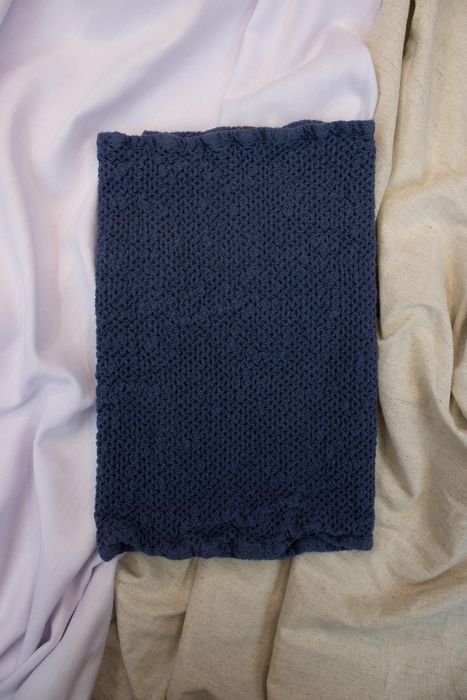 Linen bath towel Souffle dark azure 50x80