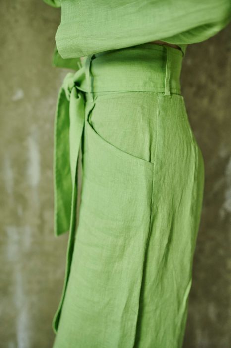 Cagliari linen pants light green 44