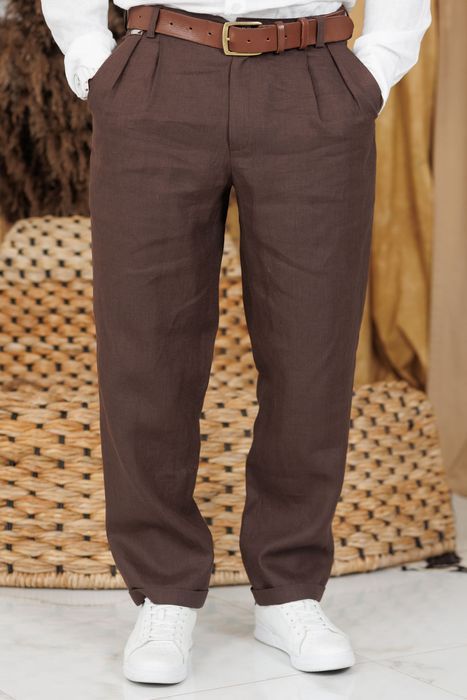 Denpasar linen pants dark chocolate 46