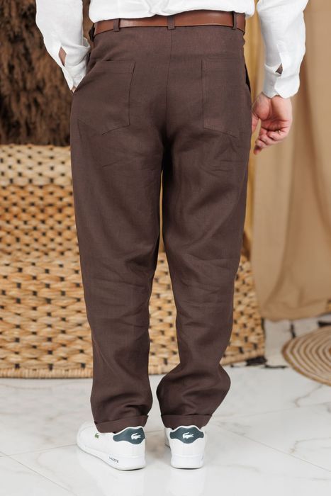 Denpasar linen pants dark chocolate 46