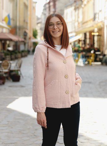 Куртка лляна вафельна Тулуза ніжно-рожевий 46 АКЦІЯ