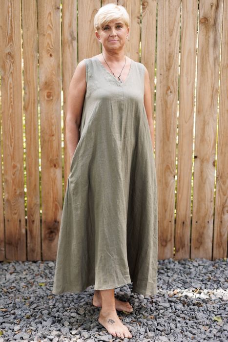 Novaro linen dress olive 42