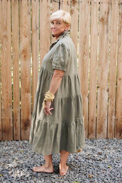 Andria linen dress olive 42