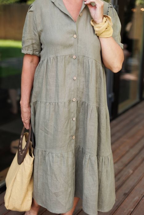 Andria linen dress olive 42