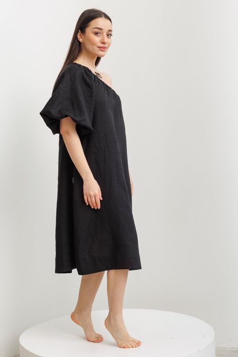 Amora linen dress black 42