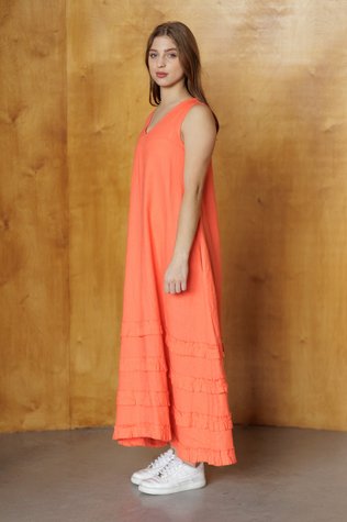 Chambery linen dress coral 42