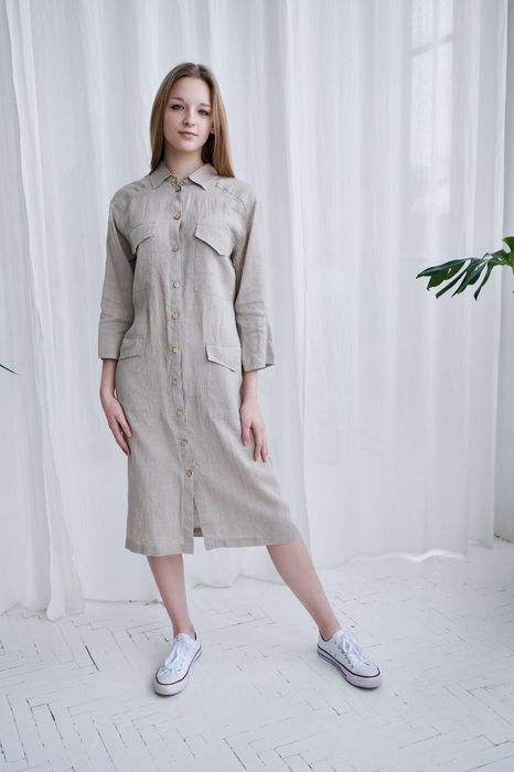 Pescara linen dress beige 42