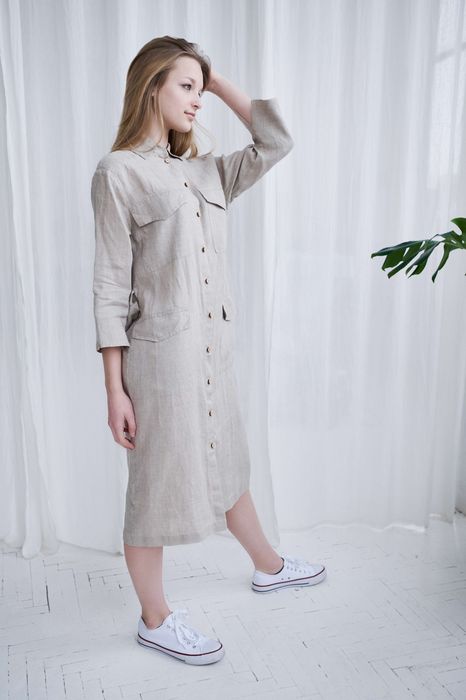 Pescara linen dress beige 42