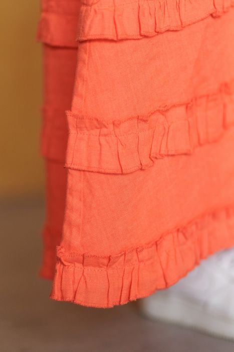 Chambery linen dress coral 42