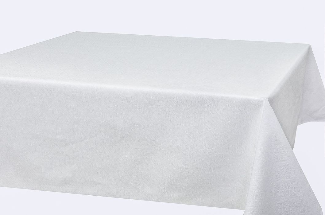 Linen tablecloth white jacquard 250х143