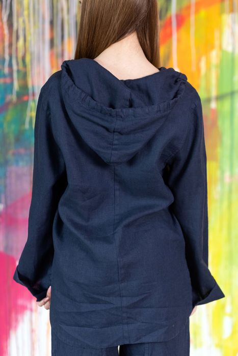 Savannah linen hoodie dark blue 42