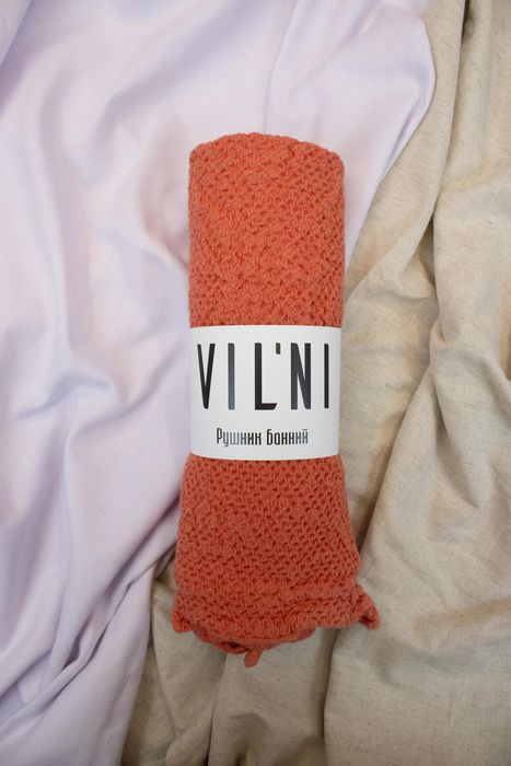 Linen bath towel Souffle coral 150x80