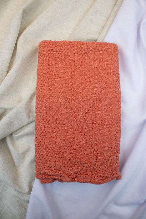 Linen bath towel Souffle coral 150x80