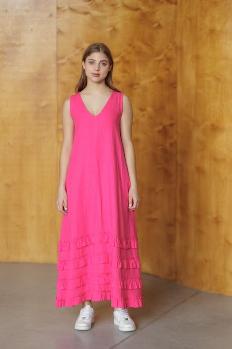 Chambery linen dress fuchsia 42