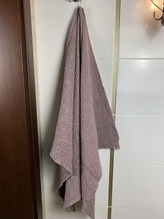 Рушник лляний вафельний коричневий 120x75