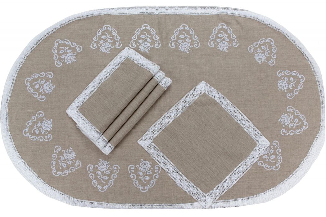 Linen tablecloth set Rosalia 120x75