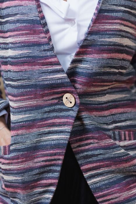 Жакет лляний Фару бордово-синій жаккард 58 АКЦІЯ