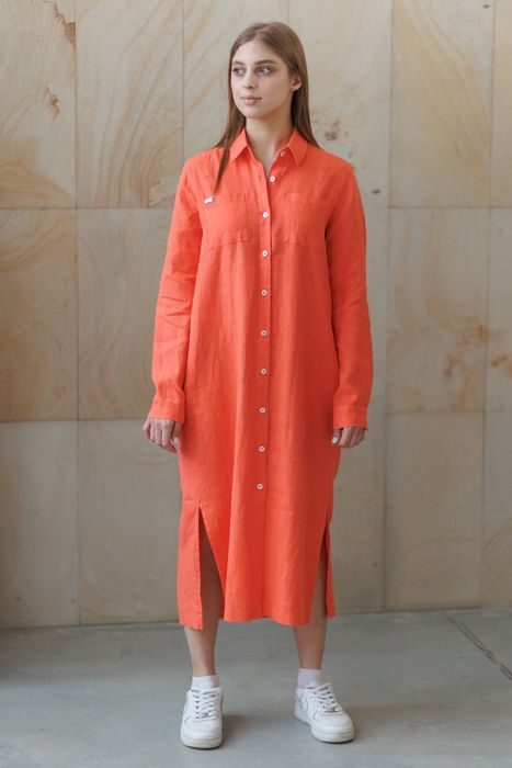 Leiria linen dress coral 42