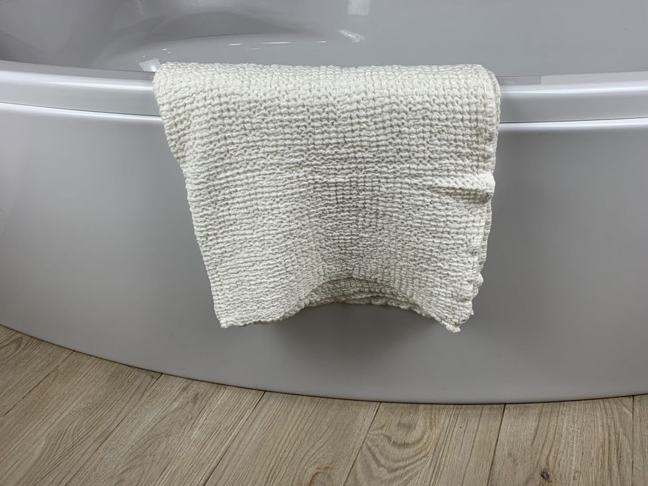 Waffle linen bath towel white 180x100