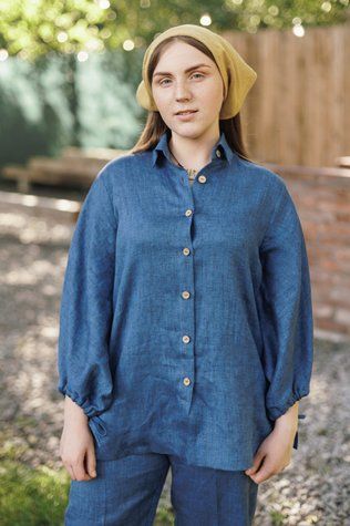 Palermo linen blouse blue 42
