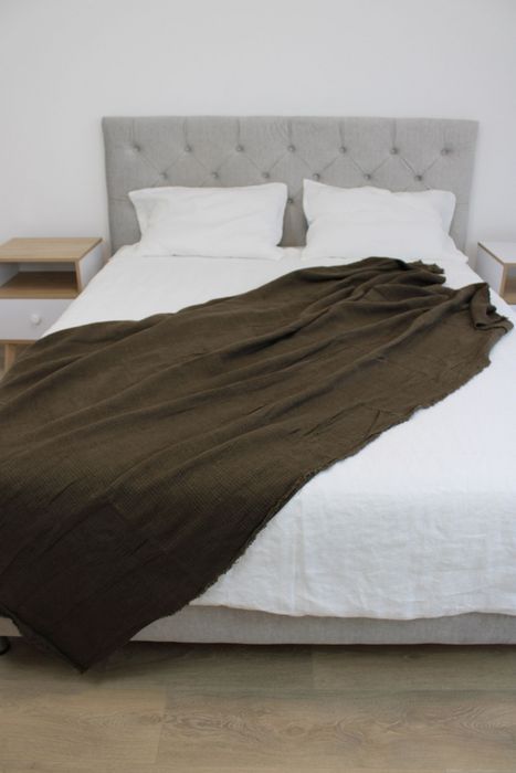Plaid linen waffle brown 225x190