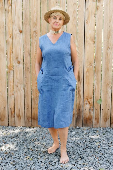 Livorno linen dress blue 42