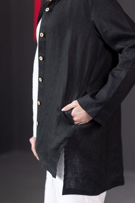 Macon linen shirt black 42