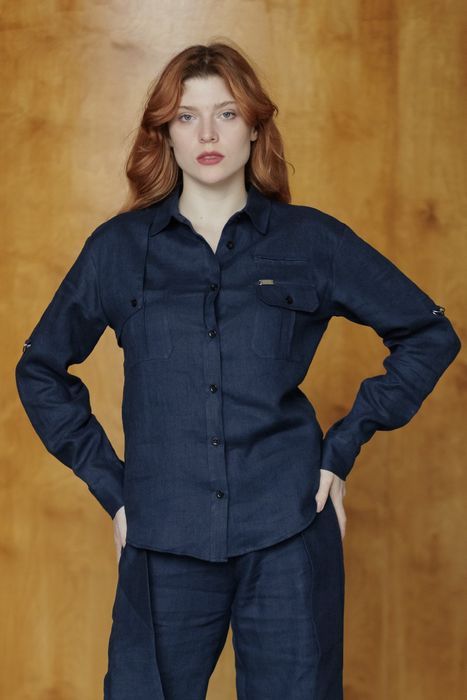 Bristol linen shirt dark-blue 42