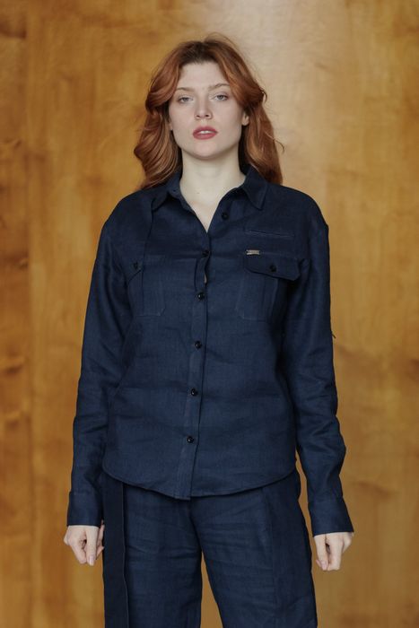 Bristol linen shirt dark-blue 42