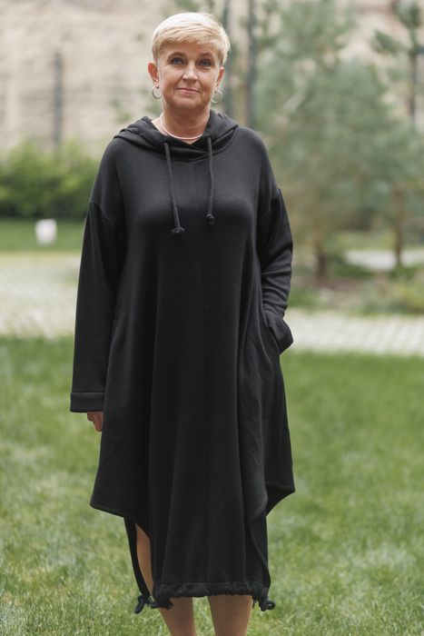 Casablanca wool hooded dress black 42