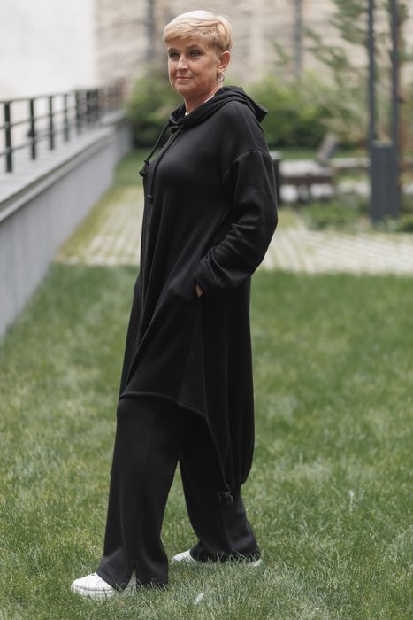 Casablanca wool hooded dress black 42