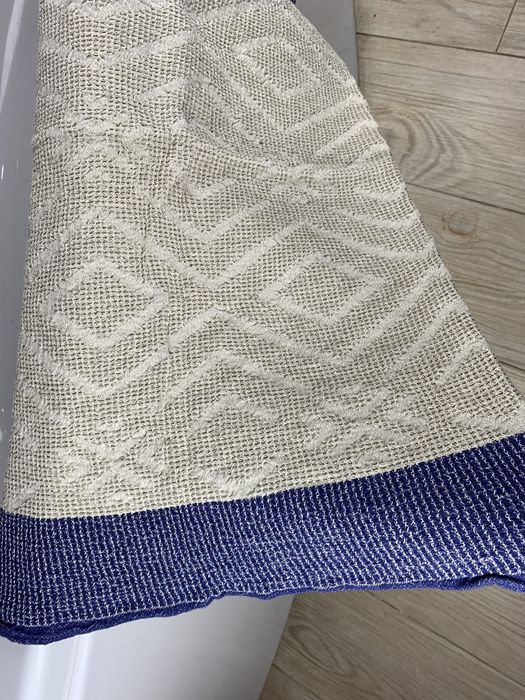 Linen bath towel Pattern blue 130x65